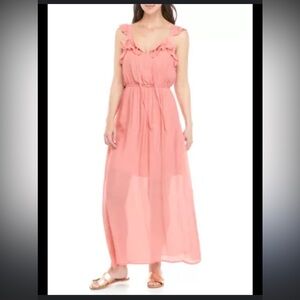 Luxology Pink Ruffled Smocked Sundress Wedding Guest